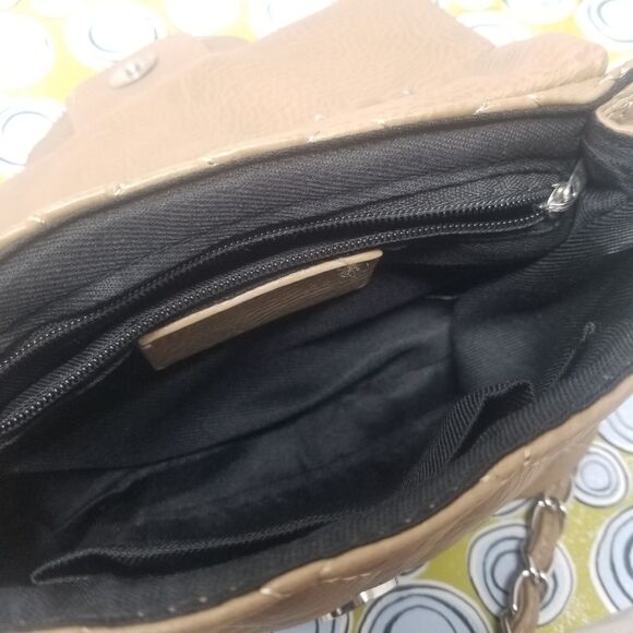 Faux Leather Dark Tan Rose Crossbody Bag - Picture 8 of 13